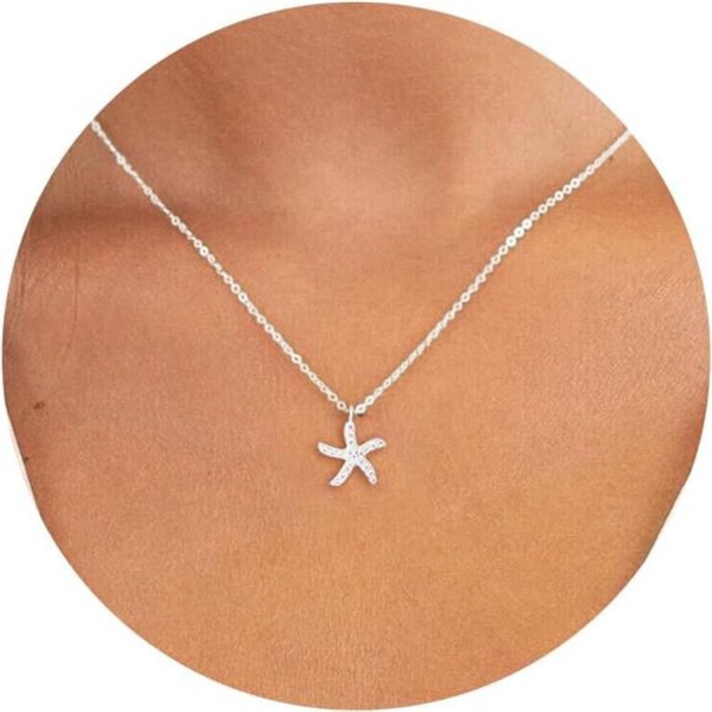Starfish Necklace | 14K Silver Plated Coastal Pendant.